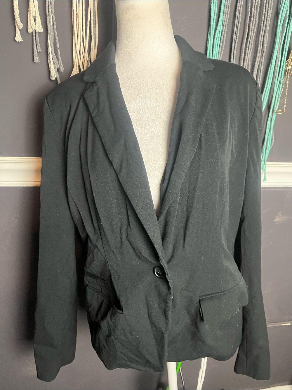 Merona Black One Button Blazer size 14